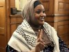 Sarah Jama, an independent MPP, speaks to members of the media while wearing keffiyeh at Queen’s Park in Toronto on Tuesday April 23, 2024. THE CANADIAN PRESS/Liam Casey