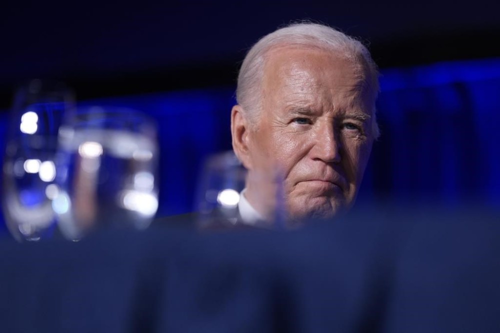President Joe Biden attends the White House Correspondents' Association Dinner at the Washington Hilton, Saturday, April 27, 2024, in Washington. (AP Photo/Manuel Balce Ceneta)