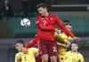 FILE - Switzerland's Fabian Schar heads the ball during the World Cup 2022 Group C qualifying soccer match between Lithuania and Switzerland at LFF stadium in Vilnius, Lithuania, on Oct. 12, 2021. (AP Photo/Mindaugas Kulbis, File)