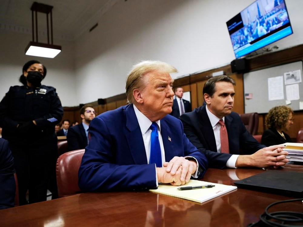Former President Donald Trump appears at Manhattan criminal court before his trial in New York, Friday, May 3, 2024. (Curtis Means/Pool Photo via AP)