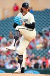 Minnesota Twins' starting pitcher Chris Paddack delivers against the Boston Red Sox during the first inning of a baseball game, Friday, May 3, 2024, in Minneapolis. (AP Photo/Matt Krohn)