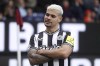 Newcastle United's Bruno Guimaraes celebrates scoring his side's third goal of the game , during the English Premier League soccer match between Burnley and Newcastle United, at Turf Moor, in Burnley, England, Saturday, May 4, 2024. (Tim Marklan/PA via AP)