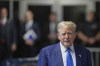 Former President Donald Trump speaks to media as he returns to his trial at the Manhattan Criminal Court, Friday, May 3, 2024, in New York. (Curtis Means/Pool Photo via AP)