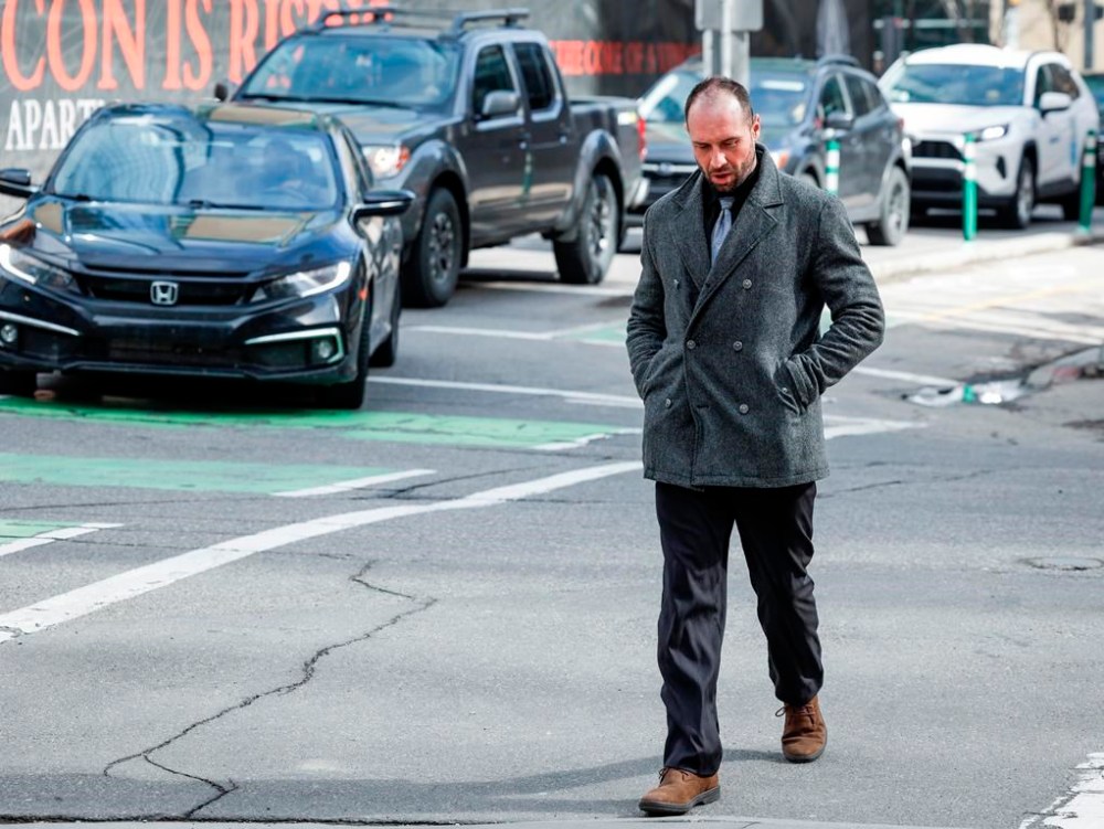 Denis Bagaric leaves court following a sentencing hearing in Calgary on Monday, May 6, 2024. Bagaric earlier pleaded guilty to two bylaw charges after an elderly woman was mauled to death by his dog. THE CANADIAN PRESS/Jeff McIntosh