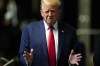 Former President Donald Trump speaks to members of the media before departing Manhattan criminal court, Monday, May 6, 2024, in New York. (AP Photo/Julia Nikhinson, Pool)