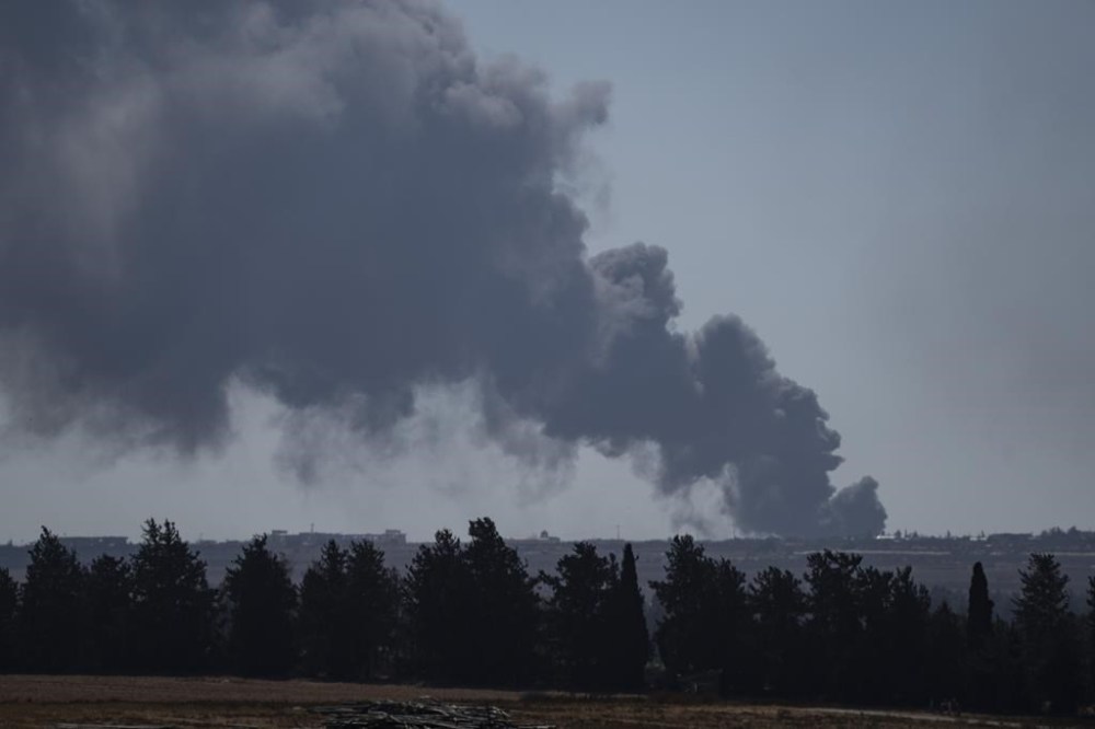 Smoke rises following an Israeli bombardment in the Gaza Strip as seen from southern Israel, Tuesday, May 7, 2024. (AP Photo/Leo Correa)