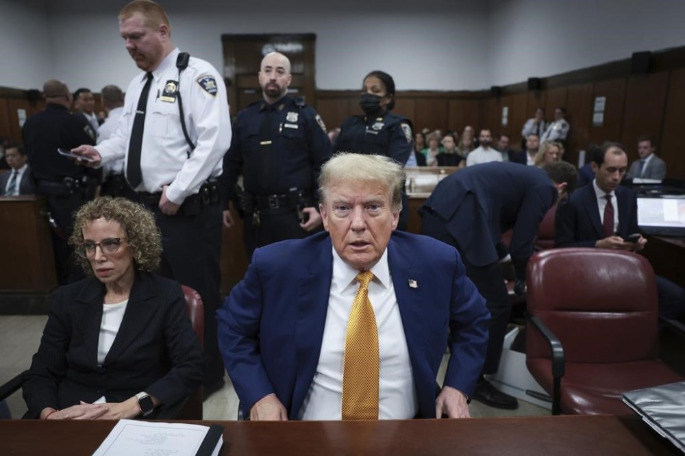 Former President Donald Trump attends his trial at the Manhattan Criminal court, Tuesday, May 7, 2024 in New York. (Win McNamee/Pool Photo via AP)