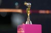 FILE - The tournament trophy is displayed on the pitch before the Women's World Cup soccer final between Spain and England at Stadium Australia in Sydney, Australia, on Aug. 20, 2023. Brazil's bid for the 2027 Women's World Cup was ranked higher than the bid submitted by Germany, the Netherlands and Belgium in an evaluation report released by FIFA on Tuesday, May 7, 2024. (AP Photo/Abbie Parr, File)