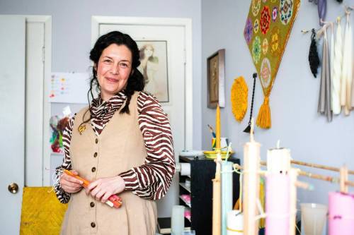 photos by MIKAELA MACKENZIE / FREE PRESS
                                La Broquerie artist Lynsey Sable uses locally sourced beeswax and natural dyes to create her unique candles.