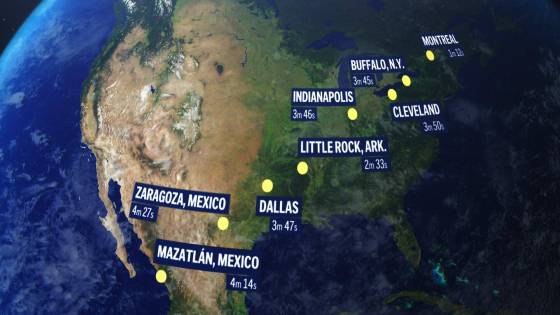 A total solar eclipse on April 8 will enter over Mexico’s Pacific coast, dash up through Texas and Oklahoma, crisscross the Midwest, Mid-Atlantic and New England, before exiting over eastern Canada into the Atlantic. (The Associated Press files)
