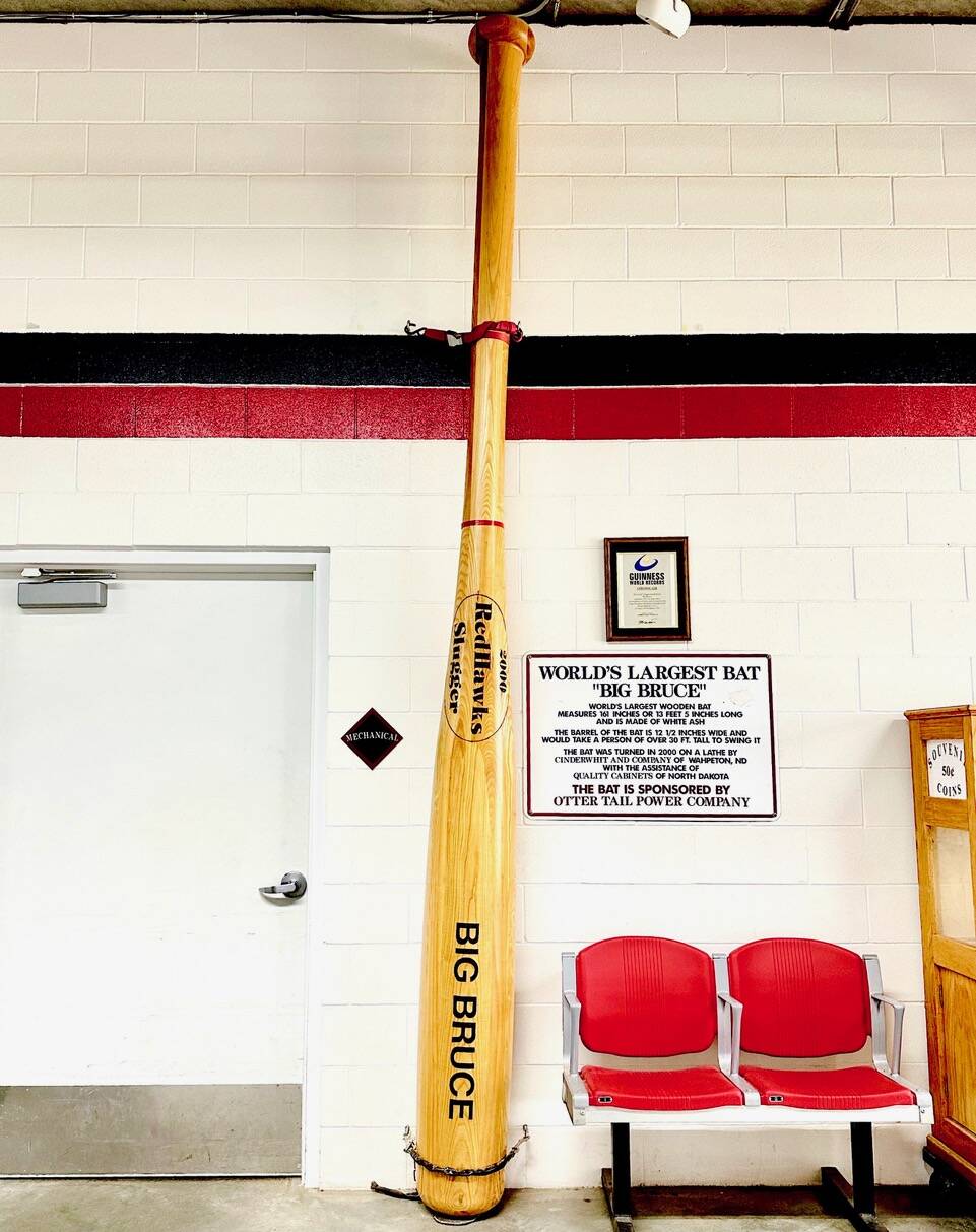 A big hit — Big Bruce is the world’s largest wooden baseball bat.