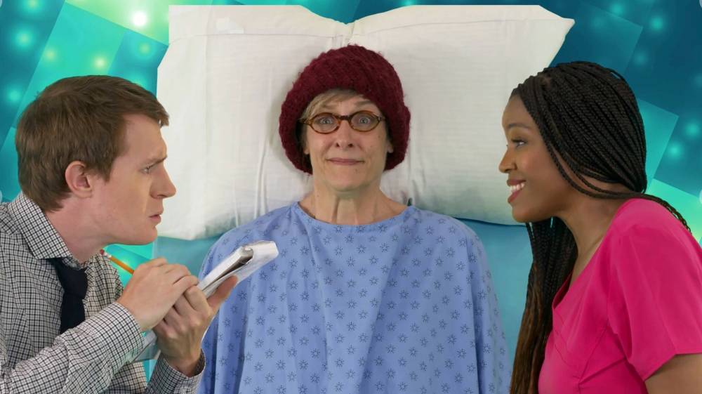 Supplied
Larry (Toby Hughes, left, with Melanie Whyte and Lisa Bell) delves into our health care.
