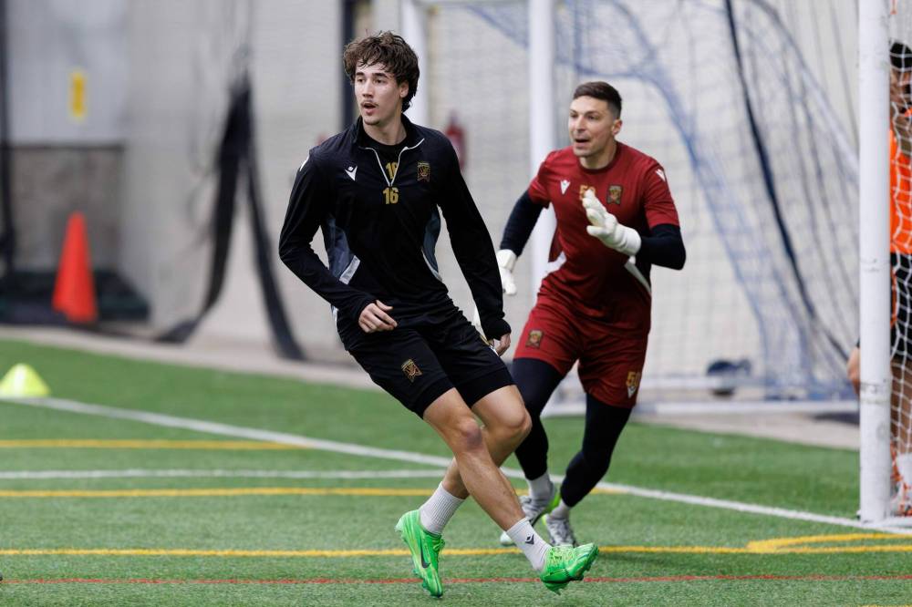 MIKE DEAL / FREE PRESS
Valour FC’s Joe Hanson (left) is the first player from Yukon Territory to play professional soccer.