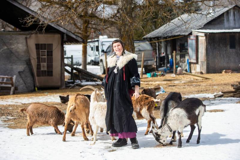 MIKAELA MACKENZIE / FREE PRESS
Leiah Bauer runs a goat farm and makes her unique Apothecandy brand goat-milk soaps on her property near Richer.