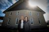 JOHN WOODS / FREE PRESS
                                Viola Labun, left, and Margaret Froese, members the Jubilee Mennonite Church who received funding from the Mennonite Church Canada to replace the church windows, are photographed outside the church Sunday, April 28, 2024.