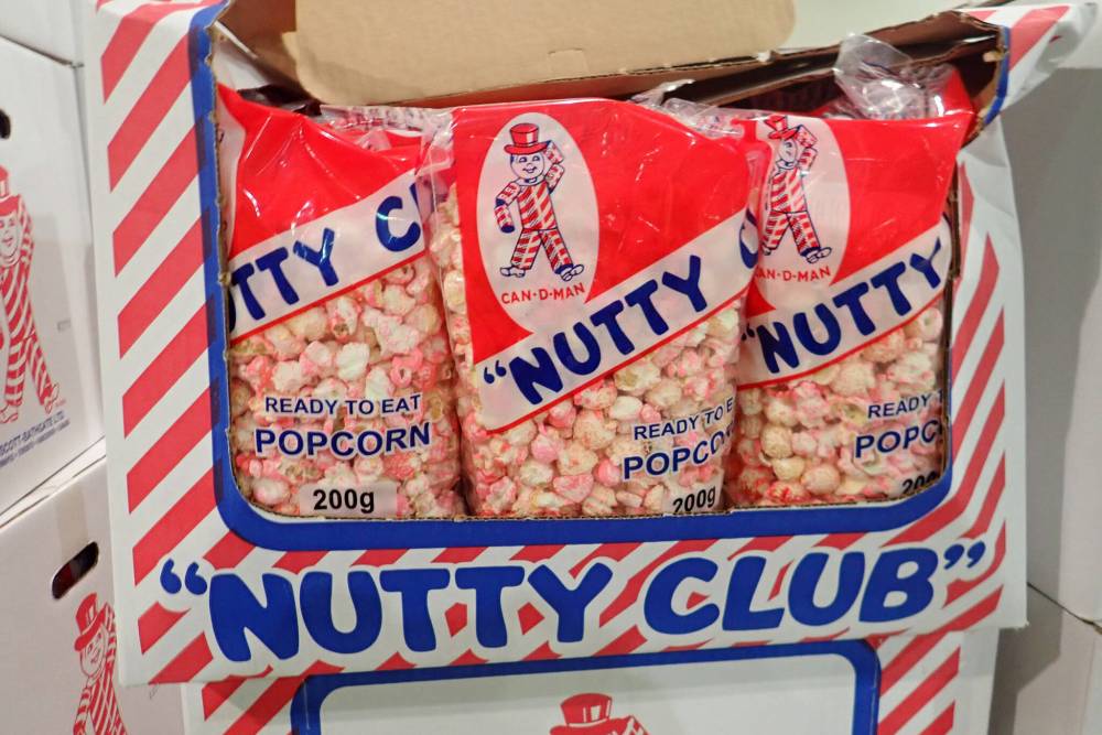 GD Auctions & Appraisals is selling flats of Nutty Club pink popcorn, which has been discontinued since Scott-Bathgate’s closure. (Supplied)