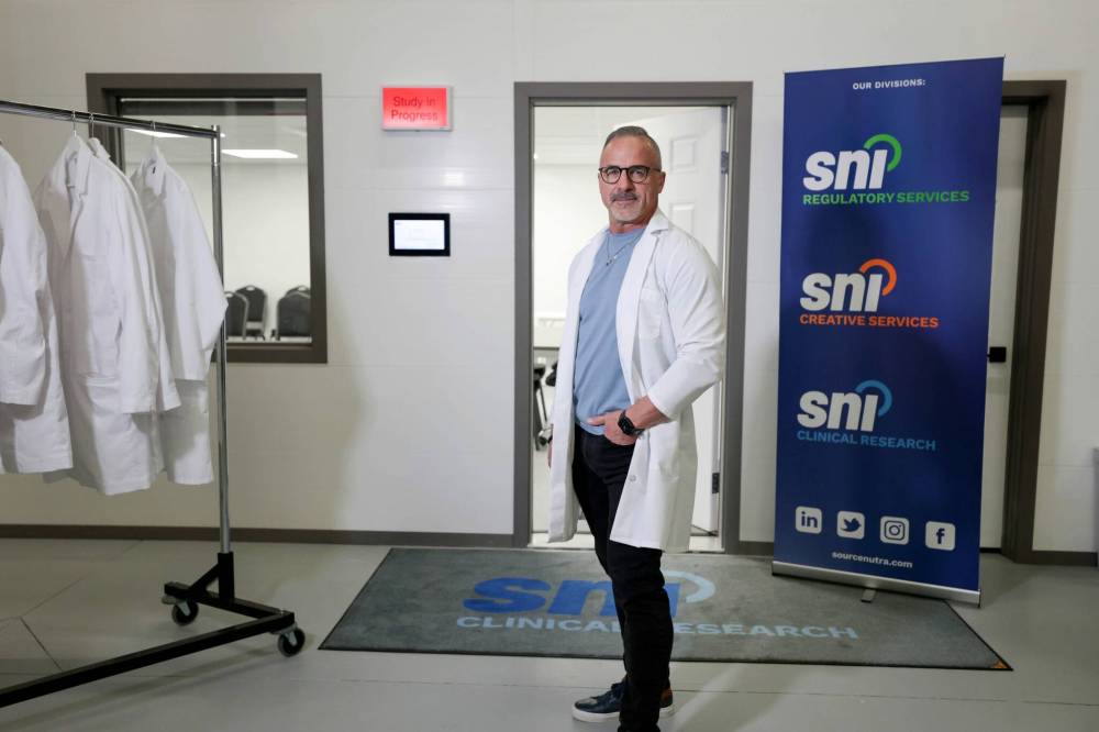 RUTH BONNEVILLE / FREE PRESS
Source Nutraceuticals Inc. founder and CEO Bernie Desgagnés in the company’s Winnipeg offices. SNI got into the clinical trial business in 2020, during the COVID-19 pandemic.