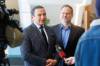 MIKE DEAL / FREE PRESS
                                Premier Wab Kinew and Justice Minister Matt Wiebe speak to the media after the opening remarks of Public Safety Summit taking place at the RBC Convention Centre. 240430 - Tuesday, April 30, 2024.