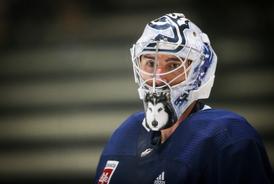 JOHN WOODS / WINNIPEG FREE PRESS Winnipeg Jets goaltender Connor Hellebuyck