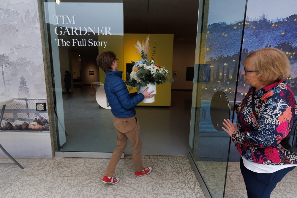A fresh arrangement of flowers arrive for display. (Mike Deal / Free Press)