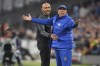 Marseille's head coach Jean-Louis Gasset reacts during a French League One soccer match between Marseille and Lens at the Stade Velodrome stadium in Marseille, France, Sunday, April 28, 2024. (AP Photo/Daniel Cole)