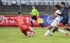 CS Saint-Laurent's goalkeeper Konstantinos Maniatis stops Toronto FC's Deandre Kerr (29) during first half Canadian Championship quarterfinal soccer action in Montreal, Wednesday, May 8, 2024. THE CANADIAN PRESS/Graham Hughes