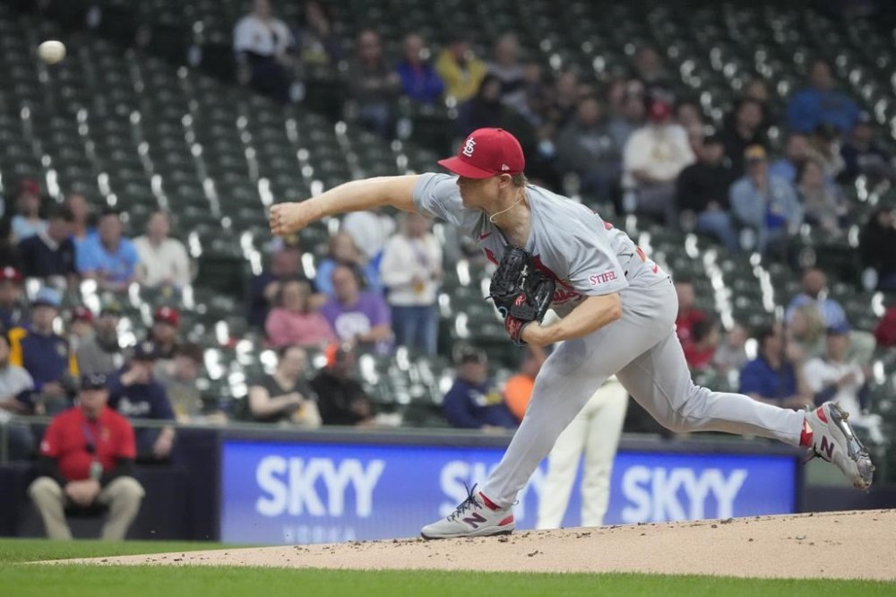 St. Louis Cardinals pitcher Sonny Gray throws during the first inning of a baseball game against the Milwaukee Brewers Thursday, May 9, 2024, in Milwaukee. (AP Photo/Morry Gash)