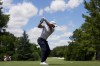 Stephan Jaeger, of Germany, hits his tee shot on the third hole during the third round of the Wells Fargo Championship golf tournament at the Quail Hollow Club Saturday, May 11, 2024, in Charlotte, N.C. (AP Photo/Chris Carlson)