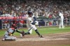 Milwaukee Brewers' Rhys Hoskins hits a three run home run during the seventh inning of a baseball game against the St. Louis Cardinals Saturday, May 11, 2024, in Milwaukee. (AP Photo/Morry Gash)