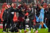 On Saturday night, Toronto FC and New York City FC offered definitive proof of their bad blood in an ill-tempered affair that featured seven yellow cards, one red and an ugly post-game melee that is likely to trigger additional discipline. Toronto FC forward Prince Osei Owusu (99) is restrained by team staff members after MLS action against New York City in Toronto, Saturday, May 11, 2024. THE CANADIAN PRESS/Frank Gunn