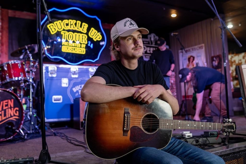 Country music artist Owen Riegling poses for a photo during set up and sound check at the Longbranch, in Saskatoon, Sask., Saturday, May 11, 2024. THE CANADIAN PRESS/Liam Richards