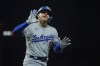 Los Angeles Dodgers' Enrique Hernández celebrates after hitting a solo home run against the San Francisco Giants during the seventh inning of a baseball game Monday, May 13, 2024, in San Francisco. (AP Photo/Godofredo A. Vásquez)