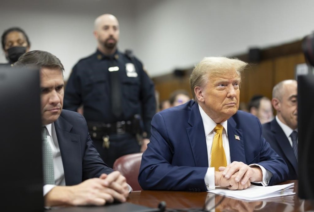 Former President Donald Trump appears at Manhattan criminal court before his trial in New York, Tuesday, May 14, 2024. (Justin Lane/Pool Photo via AP)
