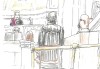 Court of King's Bench Chief Justice Glenn Joyal, left, defence lawyer Leonard Tailleur, centre, and Jeremy Skibicki, right, are shown in this courtroom sketch in Winnipeg on April 29, 2024. THE CANADIAN PRESS/James Culleton POOL