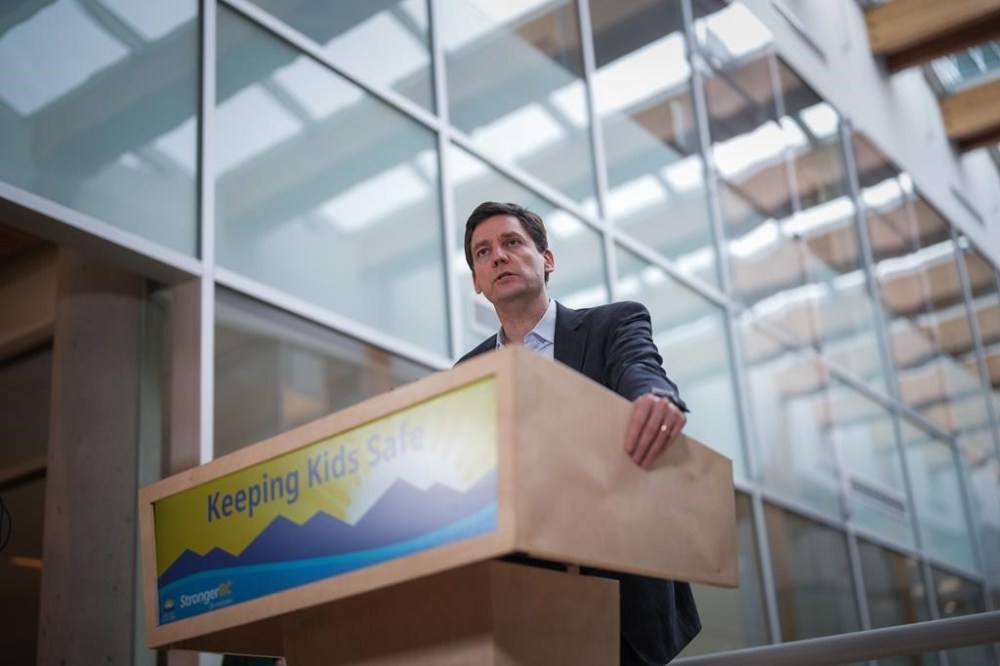 British Columbia Premier David Eby speaks during a news conference in Surrey, B.C., on Jan. 26, 2024. THE CANADIAN PRESS/Darryl Dyck