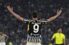 Juventus' Dusan Vlahovic reacts during the Italian Cup final soccer match between Atalanta and Juventus at Rome's Olympic Stadium, Wednesday, May 15, 2024. (AP Photo/Gregorio Borgia)