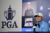 Ludvig Aberg, of Sweden, speaks during a news conference at for the PGA Championship golf tournament at the Valhalla Golf Club, Wednesday, May 15, 2024, in Louisville, Ky. (AP Photo/Jeff Roberson)