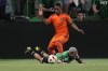 Austin FC midfielder Daniel Pereira, bottom, is tripped up by Austin FC defender Leo Vaisanen (15) during the second half of an MLS soccer match, Wednesday, May 15, 2024, in Austin, Texas. (AP Photo/Eric Gay)