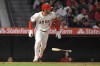 Los Angeles Angels' Taylor Ward heads to first after hitting a solo home run during the seventh inning of a baseball game against the St. Louis Cardinals Wednesday, May 15, 2024, in Anaheim, Calif. (AP Photo/Mark J. Terrill)