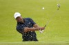 Tiger Woods hits from the bunker on the seventh hole during a practice round for the PGA Championship golf tournament at the Valhalla Golf Club, Wednesday, May 15, 2024, in Louisville, Ky. (AP Photo/Matt York)
