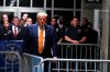 Former President Donald Trump arrives for talking to the media outside Manhattan criminal court in New York, on Tuesday, May 14, 2024. (Curtis Means/Pool Photo via AP)