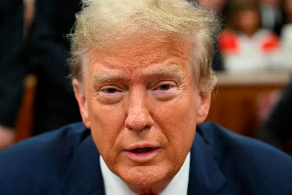 Former President Donald Trump appears at Manhattan criminal court before his trial in New York, Thursday, May 16, 2024. (Angela Weiss/Pool Photo via AP)