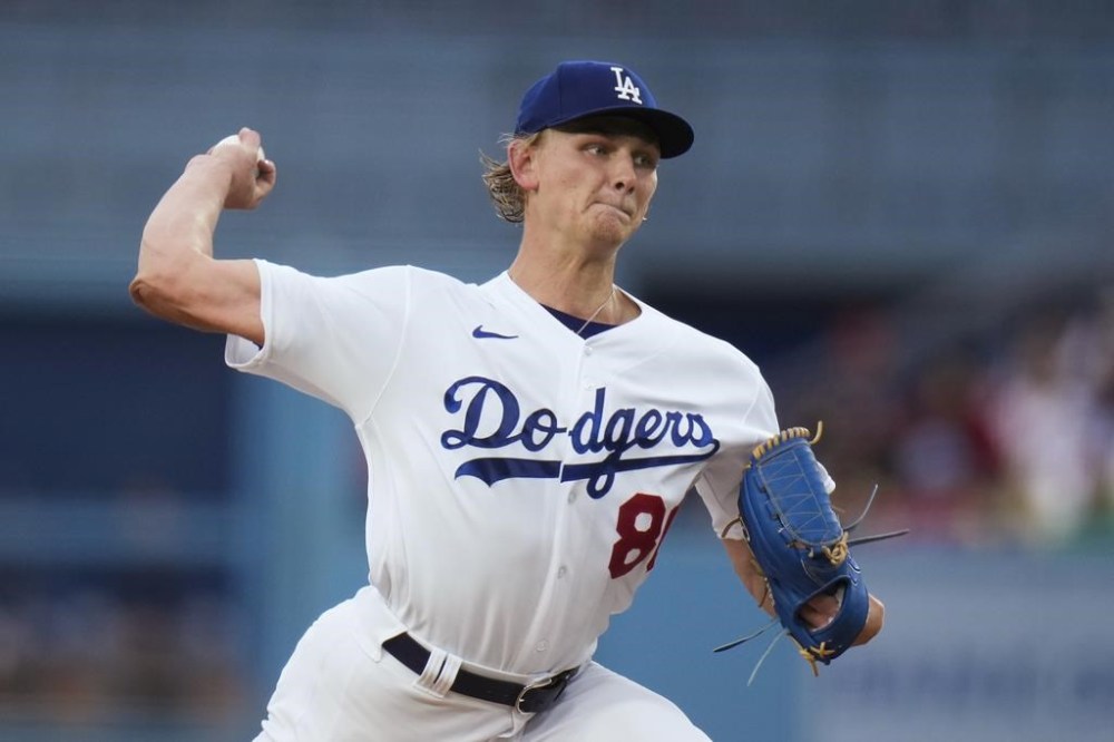FILE - Los Angeles Dodgers starting pitcher Emmet Sheehan throws to an Atlanta Braves batter during the first inning of a baseball game Sept. 2, 2023, in Los Angeles. Sheehan has had season-ending Tommy John surgery on his right elbow. The team announced Thursday, May 16, that the 24-year-old right-hander underwent the procedure Wednesday in Los Angeles. (AP Photo/Jae C. Hong, File)