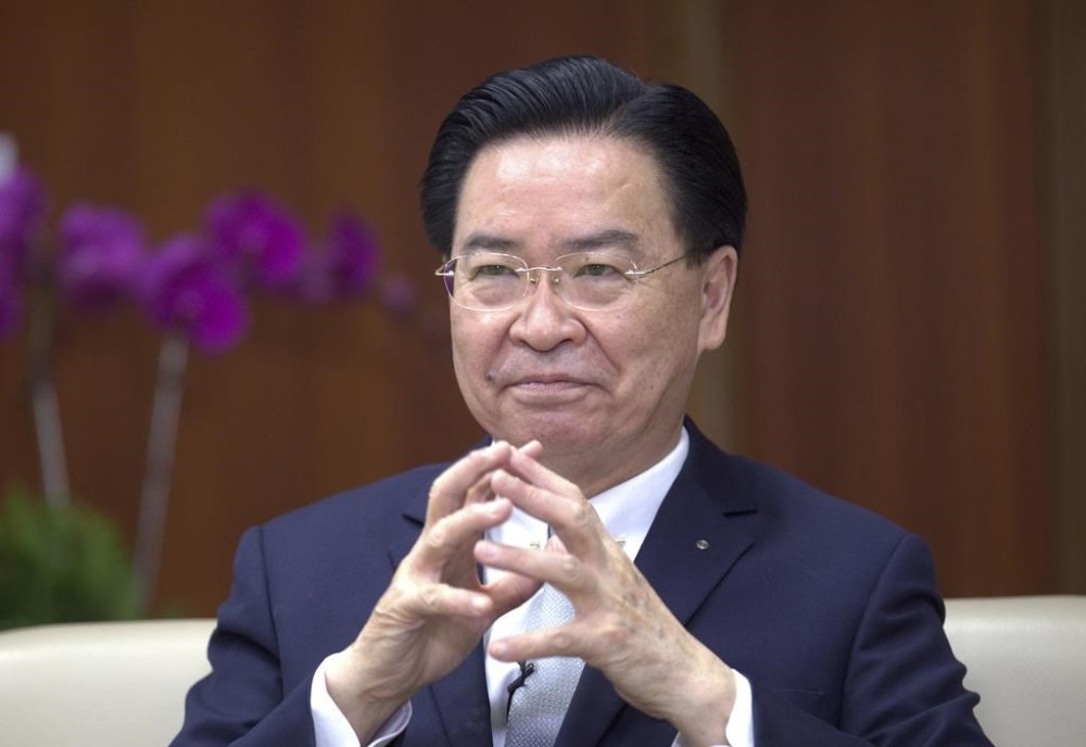 Taiwanese Foreign Minister Joseph Wu speaks during an interview with The Associated Press at his ministry in Taipei, Taiwan, Friday, May 17, 2024. (AP Photo/Chiang Ying-ying)