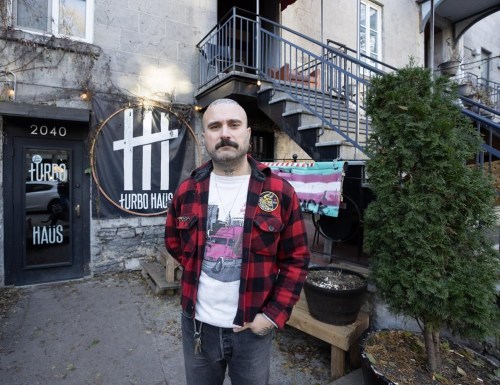 Earlier this year, the administration of Mayor Valérie Plante held public consultations for a 24-hour nightlife district to be created in a still-undetermined sector of downtown. Sergio Da Silva, co-owner of the Turbo Haus nightclub, poses in front of the club Friday, Nov. 24, 2023, in Montreal. THE CANADIAN PRESS/Ryan Remiorz
