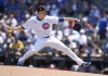Chicago Cubs pitcher Kyle Hendricks delivers during the first inning of a baseball game against the Pittsburgh Pirates Friday, May 17, 2024, in Chicago. (AP Photo/Charles Rex Arbogast)