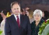 FILE - Supreme Court Justice Samuel Alito Jr., left, and his wife Martha-Ann Alito, pay their respects at the casket of Reverend Billy Graham at the Rotunda of the U.S. Capitol Building in Washington, Feb. 28, 2018. An upside-down American flag was displayed outside of Alito's home Jan. 17, 2021, days after former President Donald Trump supporters stormed the U.S. Capitol, The New York Times reports. It's a symbol associated with Trump's false claims of election fraud. 