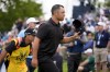 Xander Schauffele waves after the second round of the PGA Championship golf tournament at the Valhalla Golf Club, Friday, May 17, 2024, in Louisville, Ky. (AP Photo/Jeff Roberson)