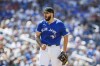 Toronto Blue Jays pitcher Alek Manoah (6) reacts after the final out of the top of the sixth inning of MLB baseball action against the Tampa Bay Rays in Toronto on Sunday, May 19, 2024. THE CANADIAN PRESS/Cole Burston