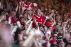 Fans greet Liverpool's manager Jurgen Klopp during the English Premier League soccer match between Liverpool and Wolverhampton Wanderers at Anfield Stadium in Liverpool, England, Sunday, May 19, 2024. (AP Photo/Jon Super)